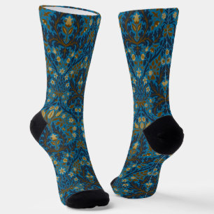 Vintage Blau Teal William Morris Herfstbloemen Sokken