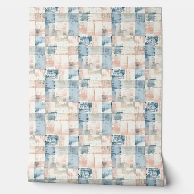 Vintage Blauw & Blush Schilderachtig Behang (Afrollen)