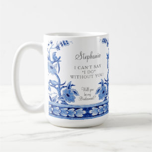 Vintage Blauw Chinoiserie Aziatisch Bloemmotief Br Koffiemok