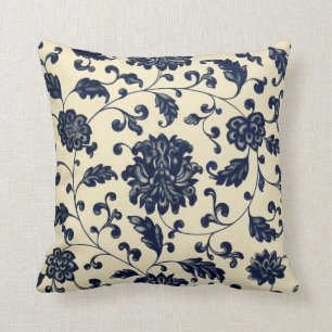 Vintage Blauw en het BloemenPatroon van de Room Kussen