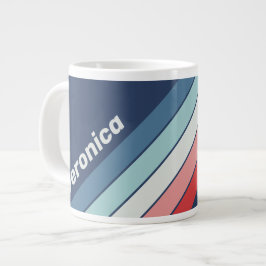 Vintage Blauw Gestreepte Scheepsthema met Naam Grote Koffiekop