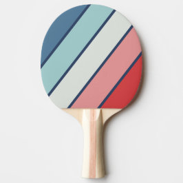 Vintage Blauw Krachtig Gestreept Nautisch Tafeltennisbatje