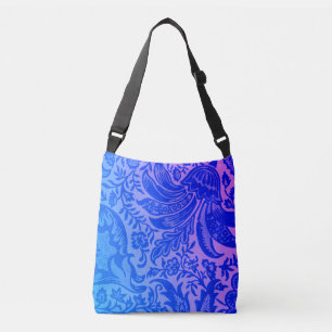 Vintage Blauw Roze Bloemige Botanische Crossbody Tas