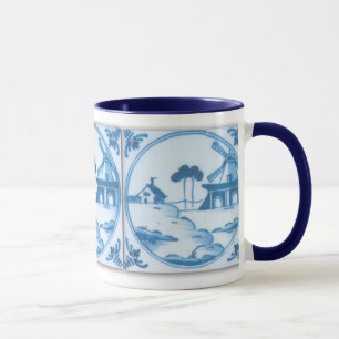 Vintage Blauw Witte Delft Windmolen Koffiemok Mok