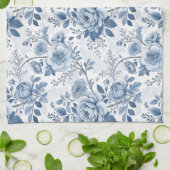 vintage blauwe bloemen theedoek (Gevouwen)