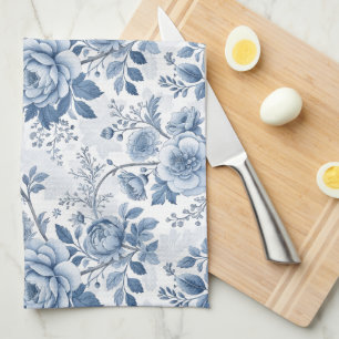 vintage blauwe bloemen theedoek