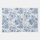 vintage blauwe bloemen theedoek (Horizontaal)