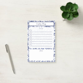 Vintage Blauwe Bloemige Takenlijst Notitieblok 10x Post-it® Notes