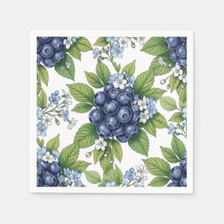 Vintage Blauwe Bloesem Botanische Patroon Servet