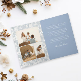 Vintage Blauwe Dennentakken Vouw Kerstkaart Kaart