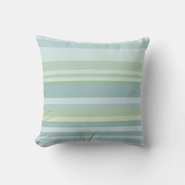 vintage blauwe en groene strepen kussen (Voorkant)