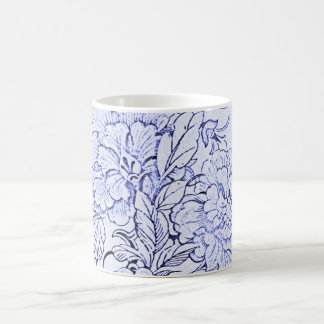 Vintage Blauwe en Witte Bloemen Koffiemok