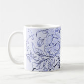 Vintage Blauwe en Witte Bloemen Koffiemok (Links)