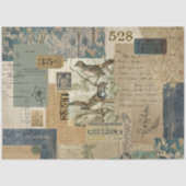 Vintage Blauwe Ephemera-ontkoppeling Tissuepapier (Voorkant)