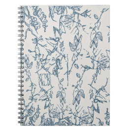 Vintage Blauwe Flora Patroon Spiraal Foto Notitieb Notitieboek