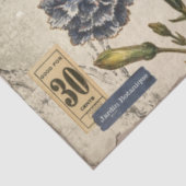 Vintage Blauwe Floral en Ephemera ontkoppeling Tissuepapier (Detail)