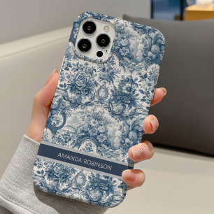 Vintage Blauwe Franse Landelijke Toile de Jouy iPhone 16 Hoesje