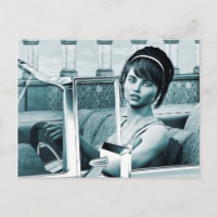 Vintage Blauwe Glamour Vrouwenportret Kunst