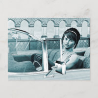 Vintage Blauwe Glamour Vrouwenportret Kunst
