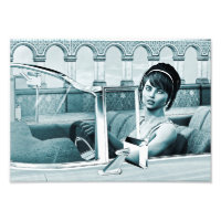 Vintage Blauwe Glamour Vrouwenportret Kunst