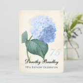 Vintage Blauwe Hortensia 75e Verjaardagsfeest I Kaart (Staand voorkant)