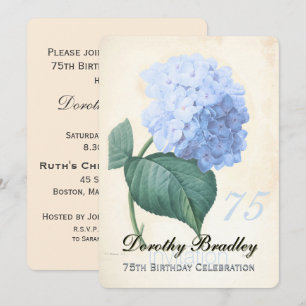 Vintage Blauwe Hortensia 75e Verjaardagsfeest I Kaart