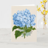 Vintage Blauwe Hydrangea hortensia Kaart (Gele Bloem)