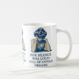 Vintage Blauwe Inkt Portret – “Haar Stilte Was Lui Koffiemok