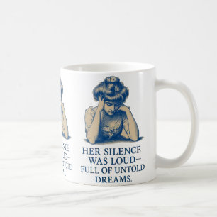Vintage Blauwe Inkt Portret – “Haar Stilte Was Lui Koffiemok
