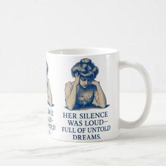 Vintage Blauwe Inkt Portret – “Haar Stilte Was Lui Koffiemok