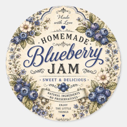 VIntage Blauwe Jam Label (Voorkant)