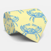 vintage blauwe krabben in crème stropdas (Opgerold)