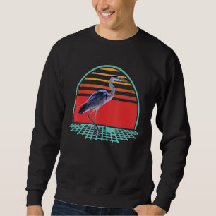 vintage blauwe reiger zonsondergang Reiger Watervo Trui
