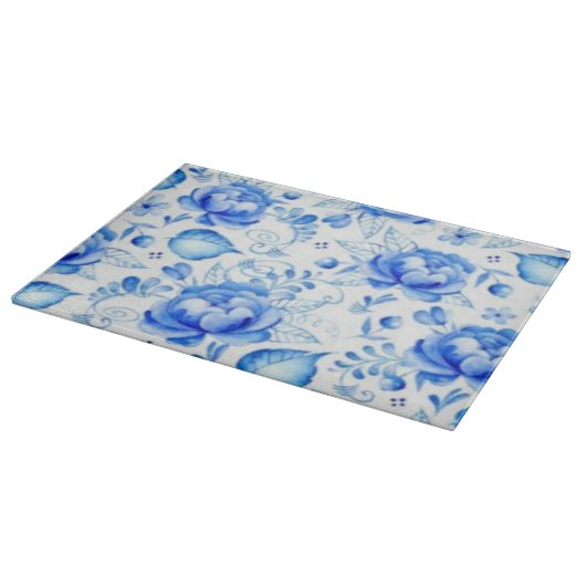 Vintage. Blauwe Rozen. Snijplank (Hoek)