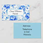 Vintage. Blauwe Rozen. Visitekaartje (Voorkant / Achterkant)