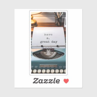 Vintage Blauwe Schrijfmachine Heb Een Goede Dag No Sticker
