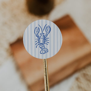 Vintage Blauwe Streep Kreeft Verjaardag Ronde Sticker