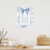 Vintage Blauwe Strik Bruidsfeest Welkomstbord Poster (Keuken)