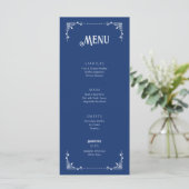 Vintage Blauwe Verjaardagsmenu Plat Kaart (Staand voorkant)