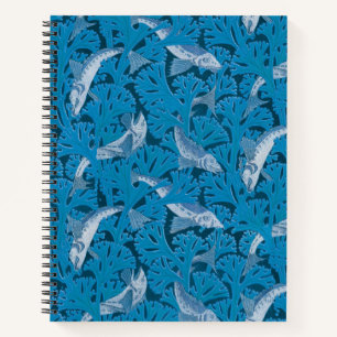 Vintage Blauwe Vis & Zeewier: Art Nouveau Zeevaart Notitieboek