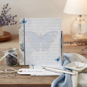 Vintage blauwe vlinder notitieblok