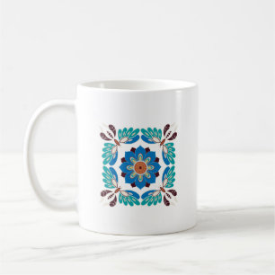 vintage blauwe vlinders en rozet koffiemok