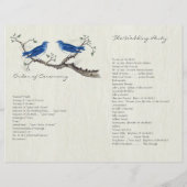 Vintage Blauwe Vogels Houtnerf Programma (Achterkant)