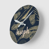 Vintage Blauwe Walvis Nautilus Ronde Klok (Hoek)