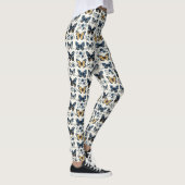 Vintage Blauwe Witte Delft Vlinder Botanisch Leggings (Rechts)