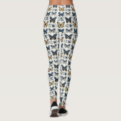 Vintage Blauwe Witte Delft Vlinder Botanisch Leggings (Achterkant)