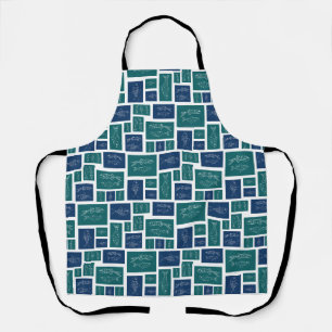 Vintage Blauwgroen Vispatroon Schort