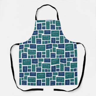 Vintage Blauwgroen Vispatroon Schort