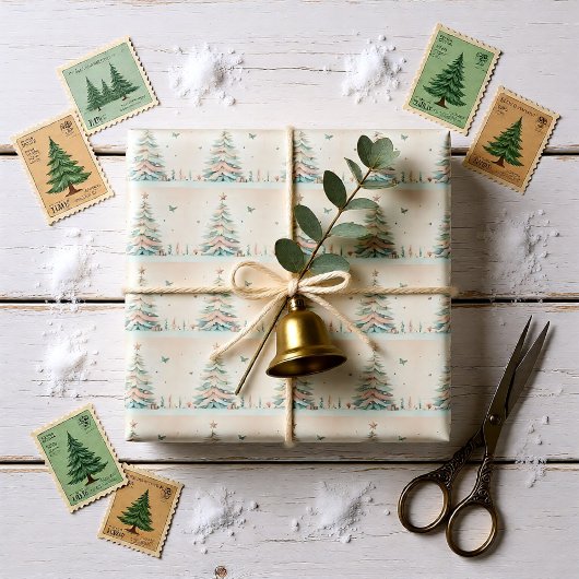 Vintage bleke Prettig kerstfeest Cadeaupapier