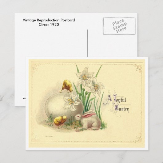 Vintage Blije Pasen Feestdagenkaart (Voorkant / Achterkant)